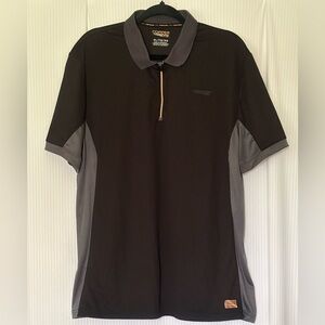 Copper Fit Golf Polo Shirt Black w/ Grey Copper Infused Fabric Zip Neckline XL